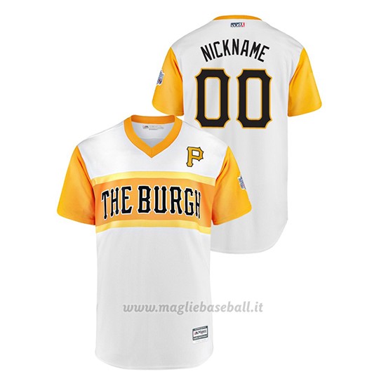 Maglia Baseball Hombre Pittsburgh Pirates Personalizzate 2019 Little League Classic Nickname Replica Bianco